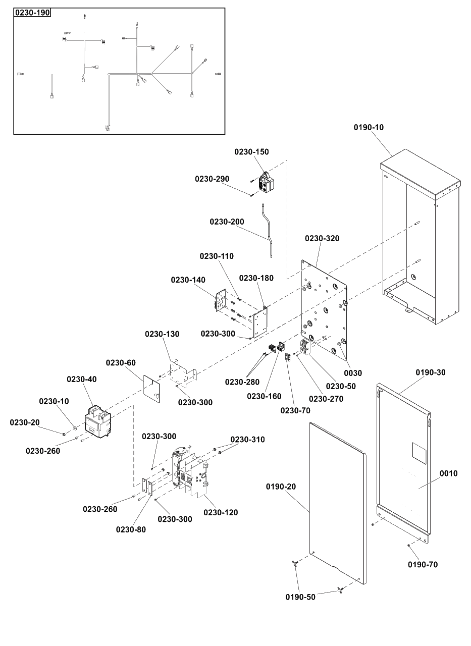 Transfer Switch - Hingeless Enclosure Diagram and Parts List for 040743-00  Briggs and Stratton Generator